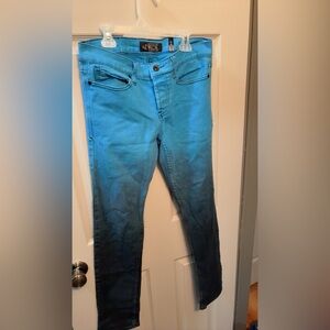 RUDE Mens Blue-Black Gradient/Ombre Skinny Jeans
